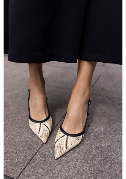 Jaylan Kadın Kahve Bej Hasır Topuklu Sandalet Ayakkabi fırsatları