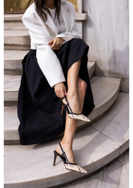 Jaylan Kadın Kahve Bej Hasır Topuklu Sandalet Ayakkabi