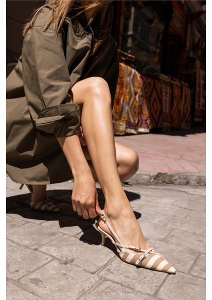 Boris Kadın Hasır Taba Miu Tarzi Topuklu Ayakkabi