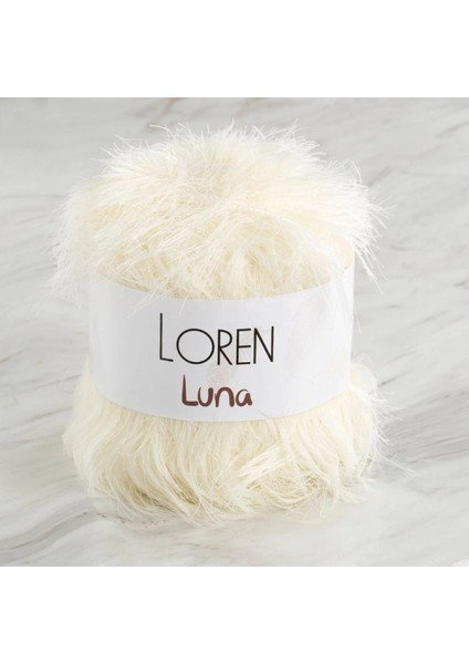 Loren Luna Tavşan Tüyü Krem El Örgü Ipi - R083 - 34005