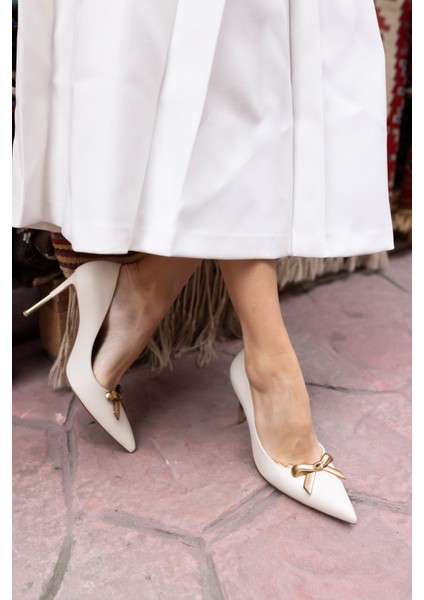 Jerry Kadin Siyah Cilt Topuklu Miu Ayakkabi