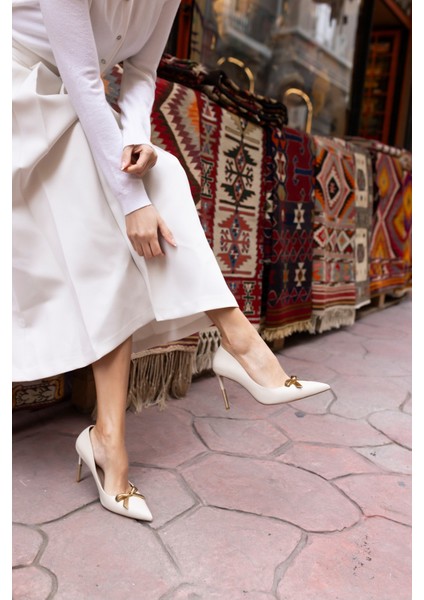 Jerry Kadin Siyah Cilt Topuklu Miu Ayakkabi