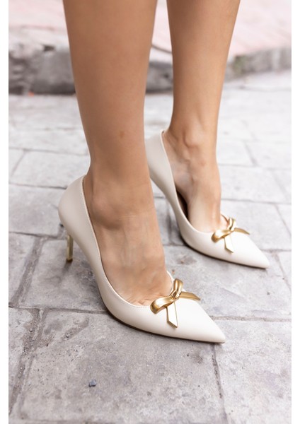 Jerry Kadin Siyah Cilt Topuklu Miu Ayakkabi