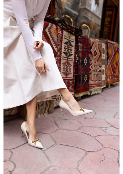 Jerry Kadin Siyah Cilt Topuklu Miu Ayakkabi