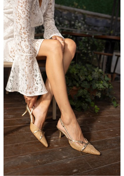 Boris Kadın Hasır Taba Miu Tarzi Topuklu Ayakkabi fırsatları