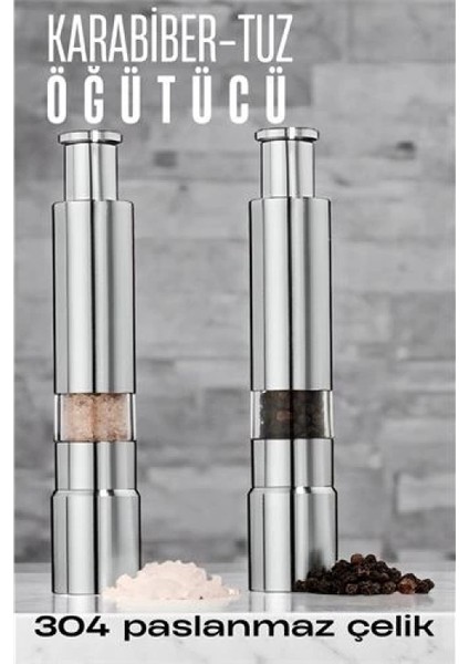 2'li Karabiber Tuz Öğütücü Profesyonel 304 Paslanmaz Çelik Manuel Baharat Değirmeni