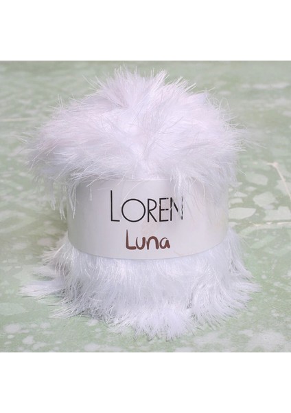 Loren Luna Tavşan Tüyü Beyaz El Örgü Ipi - R001 - 34006