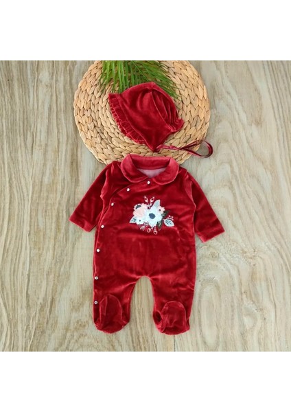 Kız Bebek %100 Pamuk Bordo Kadife Kumaş Işlemeli 6'lı Hastane Çıkışı Zıbın Takımı 0-3 Aylık BBK5903 modelleri