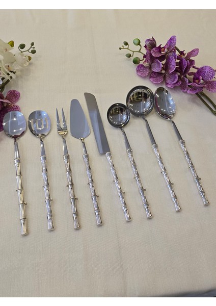 Bambu 8 Parça Servis Kaşık Seti Gümüş fiyatları