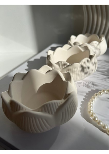 3lü Lotus Çiçeği Dekoratif Tabak & Kase, Hediyelik, Takı ve Mum Tabağı, Mumluk, Sunumluk, Organizer