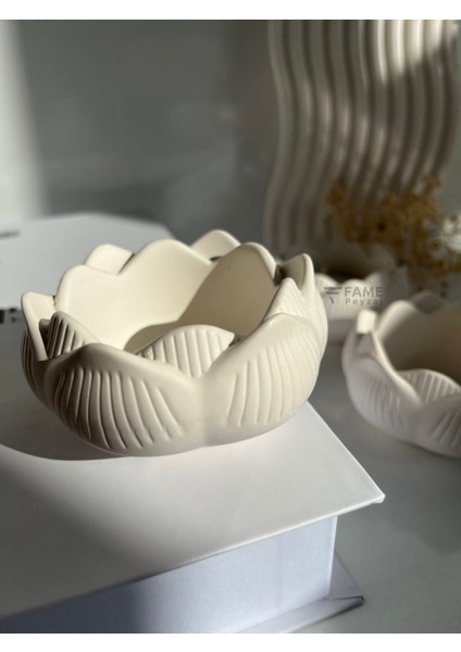 3lü Lotus Çiçeği Dekoratif Tabak & Kase, Hediyelik, Takı ve Mum Tabağı, Mumluk, Sunumluk, Organizer modelleri