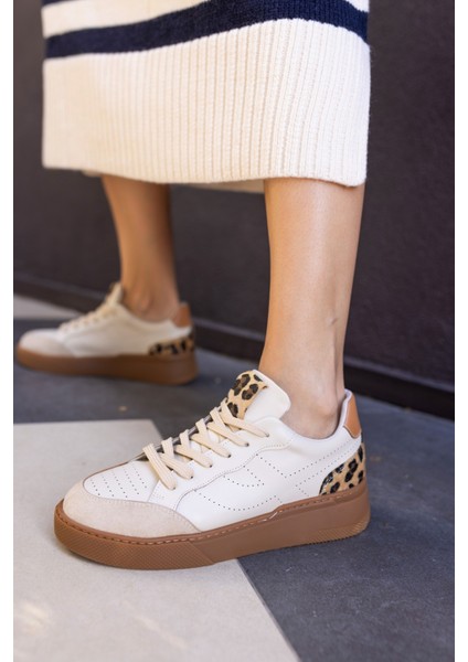 Gordon Kadın Bej Cilt Leopar Garnılı Sneaker fiyatları