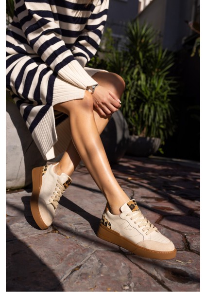 Gordon Kadın Bej Cilt Leopar Garnılı Sneaker fırsatları