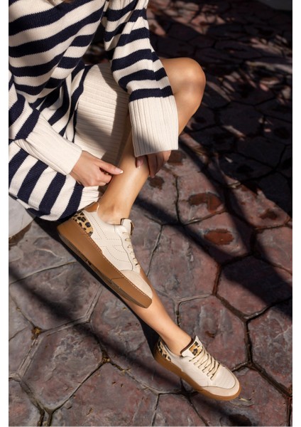 Gordon Kadın Bej Cilt Leopar Garnılı Sneaker indirimleri