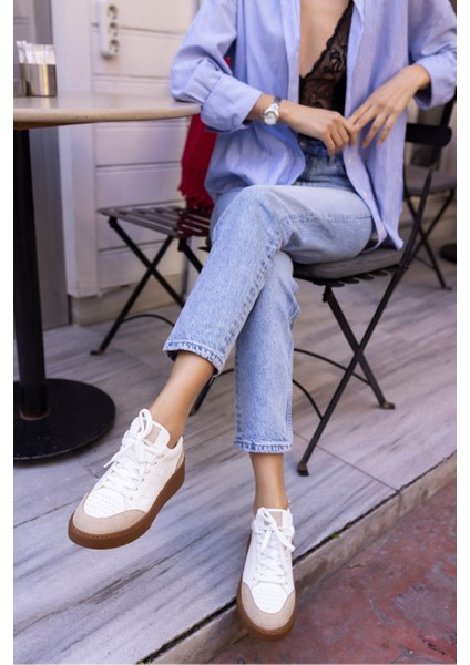 Gordon Kadın Bej Cilt Leopar Garnılı Sneaker fiyatları