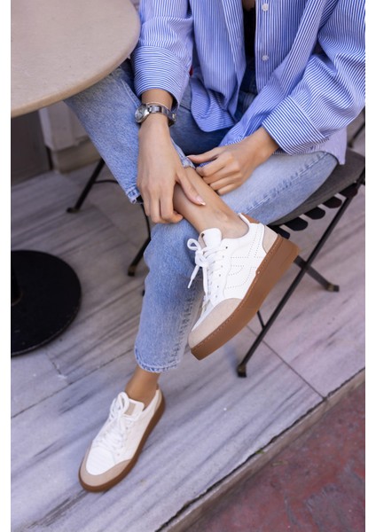 Gordon Kadın Bej Cilt Leopar Garnılı Sneaker indirimleri
