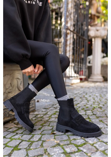 Rupert Kadın Siyah Gercek Deri Bot