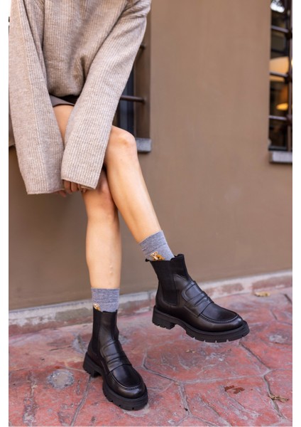 Rupert Kadın Siyah Gercek Deri Bot