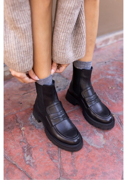 Rupert Kadın Siyah Gercek Deri Bot modelleri