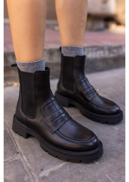 Rupert Kadın Siyah Gercek Deri Bot