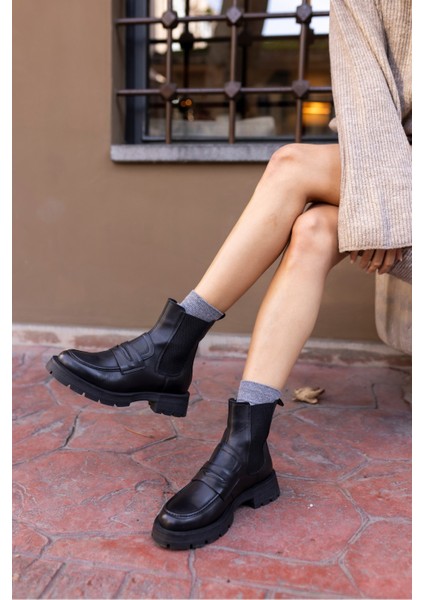 Rupert Kadın Siyah Gercek Deri Bot