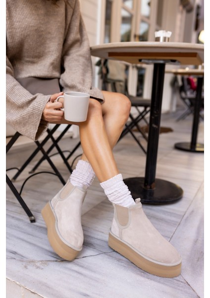 Icary Kadin Desert Tutun Gercek Deri Suet Ultramini Bot