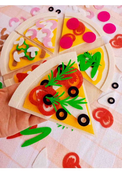 Keçe Pizza Oyun Seti Montessori Aktivite modelleri