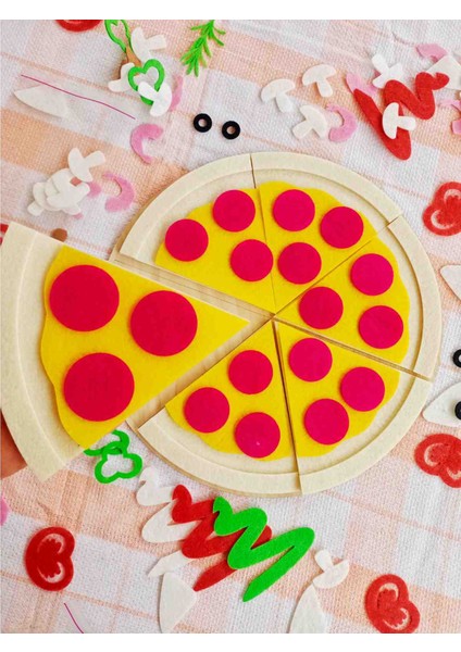 Keçe Pizza Oyun Seti Montessori Aktivite fırsatları