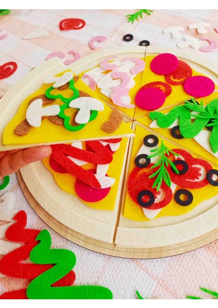 Keçe Pizza Oyun Seti Montessori Aktivite indirimleri