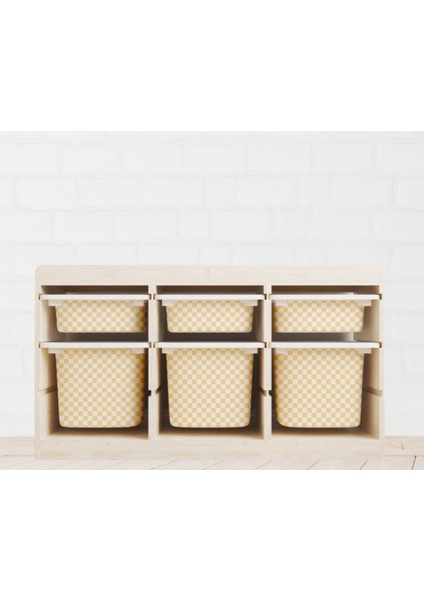 Trofast Sarı Dama Sticker - Çocuk Odası Oyuncak Düzenleme Etiketi - Dayanıklı Folyo