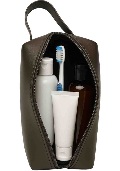 Dopp Kit Suni Deri Organizer Aksesuar Şık Tasarım Unisex El Çantası Kahverengi modelleri