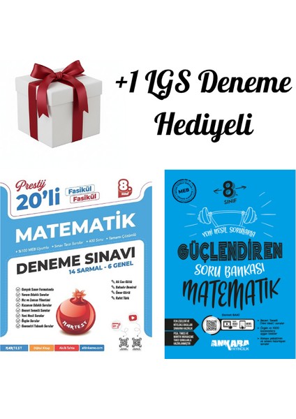 Nartest 8.sınıf Matematik 20'li Deneme ve Ankara Matematik Soru Bankası +1 Lgs Deneme Hediye