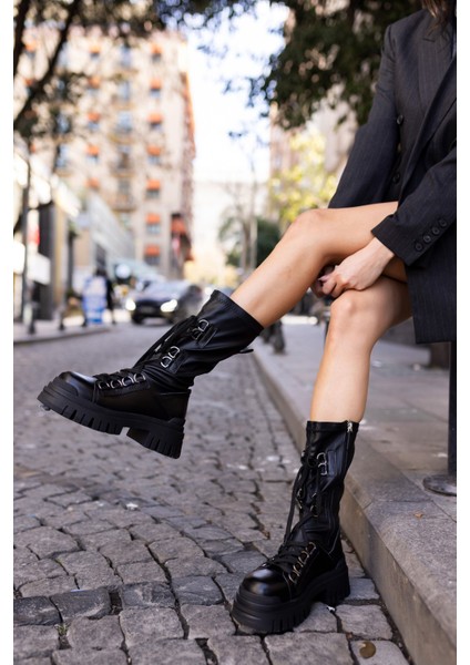 Reed Kadın Siyah Gercek Deri Strec Detayli Deri Bot fiyatları