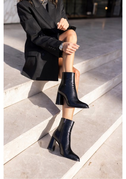 Tanton Kadın Leopar Kalın Topuklu Bootie