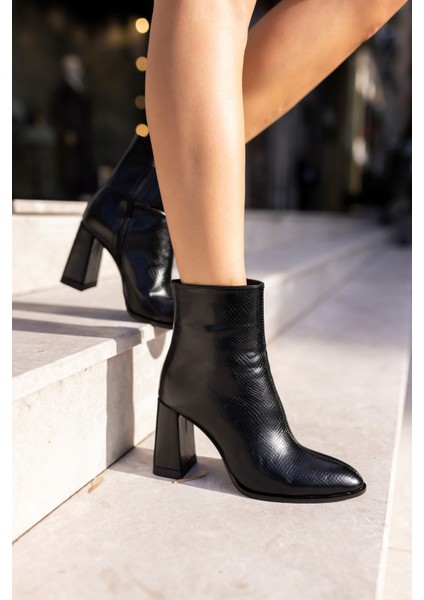 Tanton Kadın Leopar Kalın Topuklu Bootie