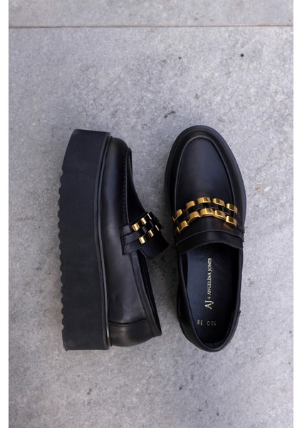 Milic Kadin Siyah Gercek Deri Eva Tabanli Loafer Ayakkabi fırsatları