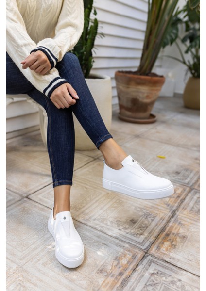 Yussi Kadin Beyaz Gercek Deri Sneaker modelleri