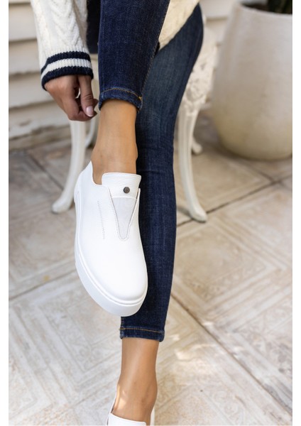 Yussi Kadin Beyaz Gercek Deri Sneaker fırsatları
