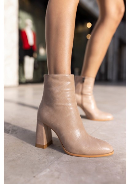 Tanton Kadın Leopar Kalın Topuklu Bootie