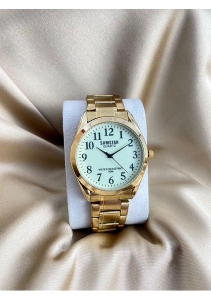 SMSTR26 Rakamlı Klasik Fosforlu Metal Uygun Fiyatlı Erkek Kol Saati
