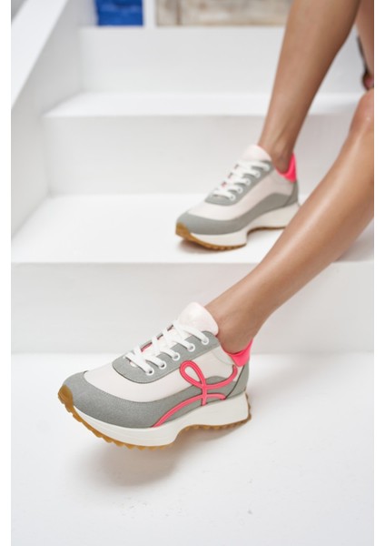Jaıne Kadın Beyaz Fusya Sneakers Ayakkabi modelleri