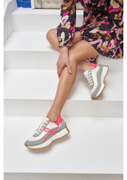 Jaıne Kadın Beyaz Fusya Sneakers Ayakkabi fırsatları