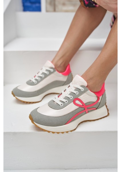 Jaıne Kadın Beyaz Fusya Sneakers Ayakkabi
