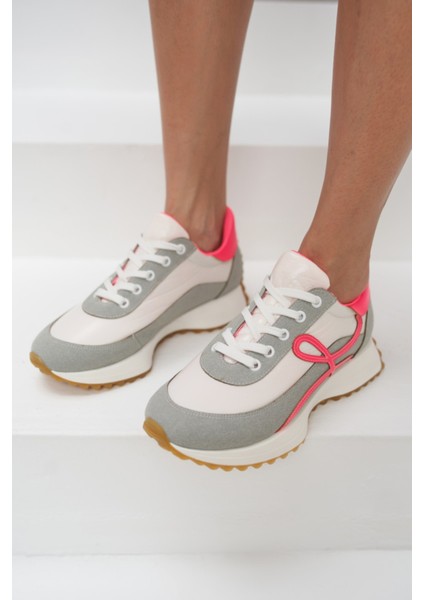 Jaıne Kadın Beyaz Fusya Sneakers Ayakkabi