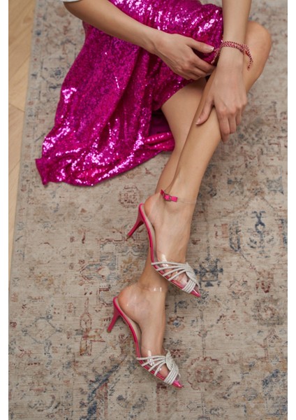 Luana Kadın Yeşil Seffaf ve Taş Detay Topuklu Ayakkabi