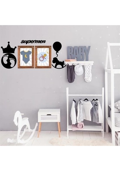 DECO103 Supermen Dekoratif Duvar Süsü Tablo Aksesuar Ahşap Tasarım Hediye Pano Sticker Seti