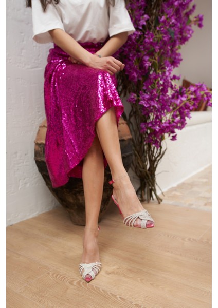 Luana Kadın Yeşil Seffaf ve Taş Detay Topuklu Ayakkabi