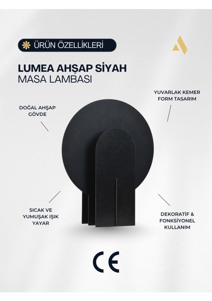 Lumea Masa Lambası – Kitap ve Kahve Köşeleri Için Sade ve Şık Aydınlatma (Siyah & Doğal Renk) fırsatları