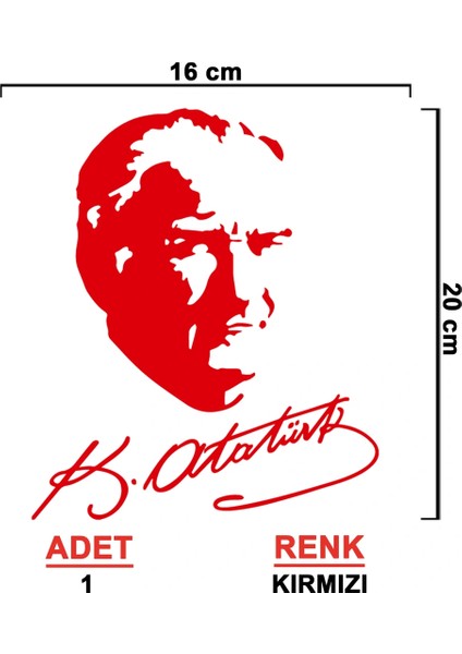 Atatürk Imza Sticker - Atatürk Sticker - Oto Sticker - Araba Sticker - Araç Sticker - 16CM x 20CM fiyatları