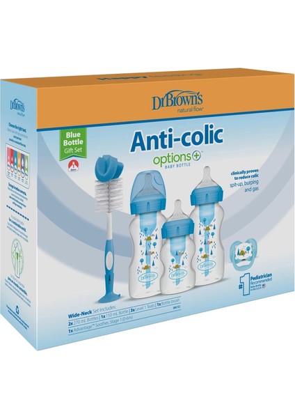 Bfs Dr Brown's Geniş Ağız Anti Kolik Options+ Pp Biberon Hediye Seti Mavi fiyatları